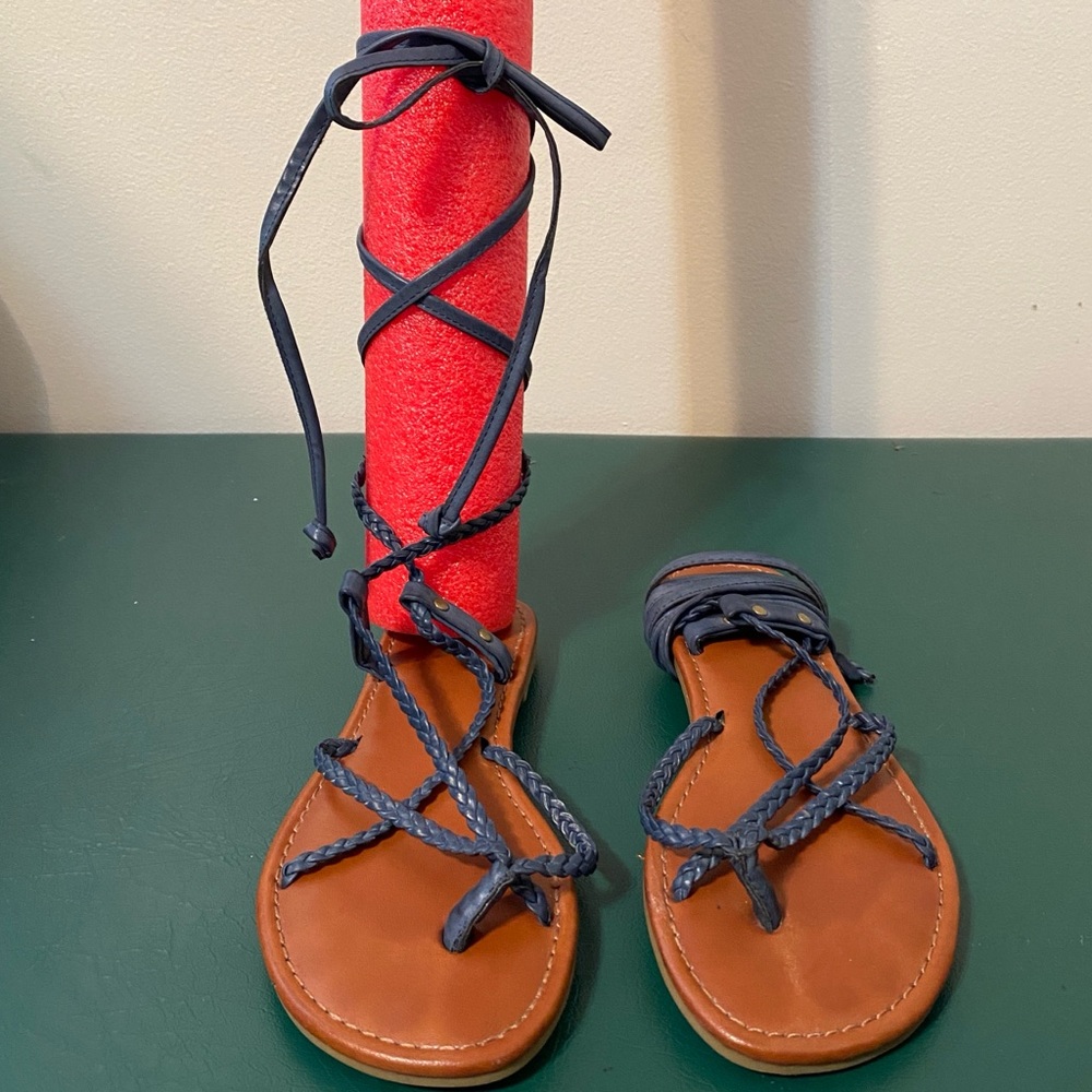 MIA “BESSIE” Lace Up Gladiator Sandals  Blue  size 6